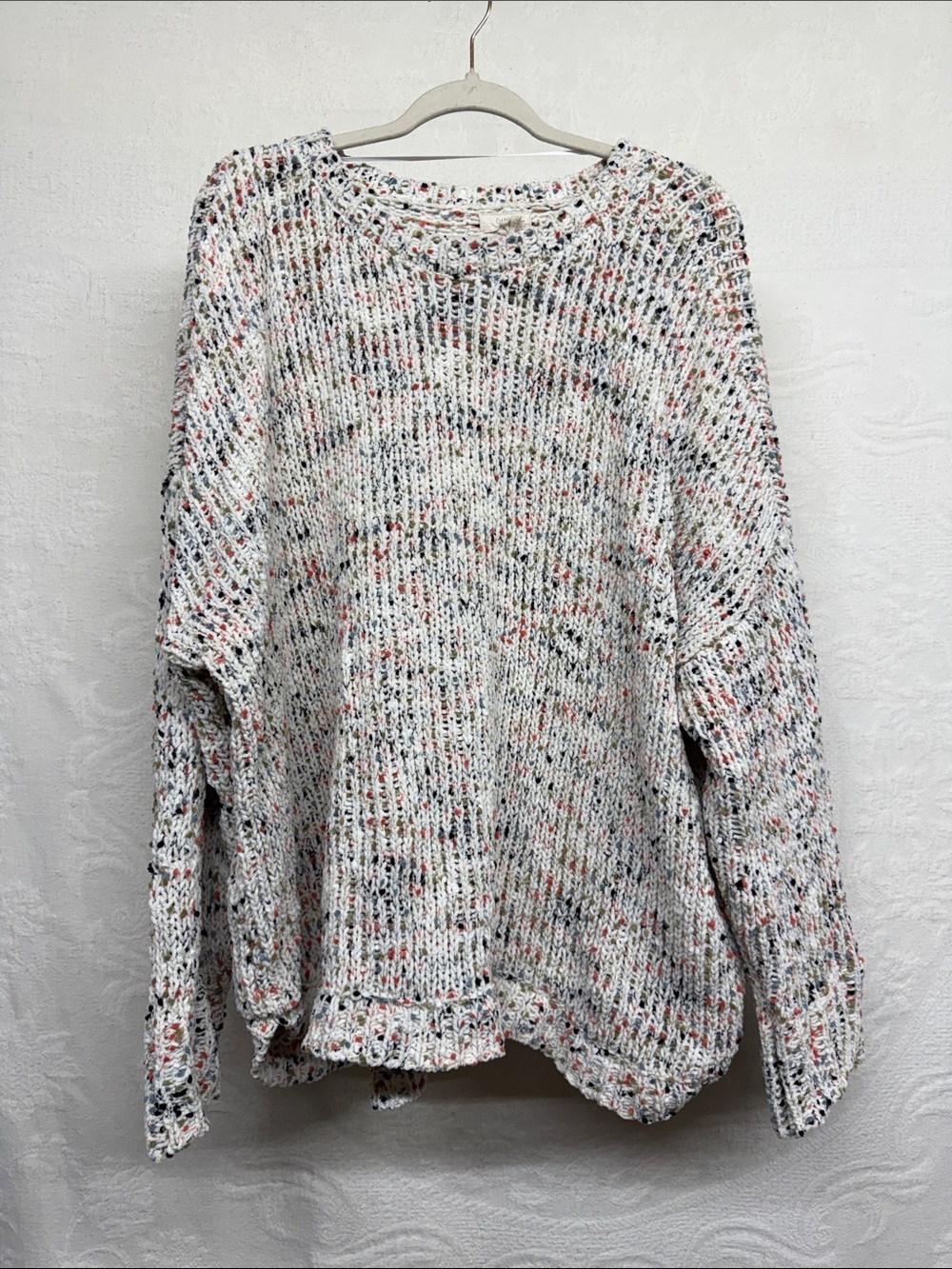 Cupid Cream Speckled Open-Knit Crewneck Sweater